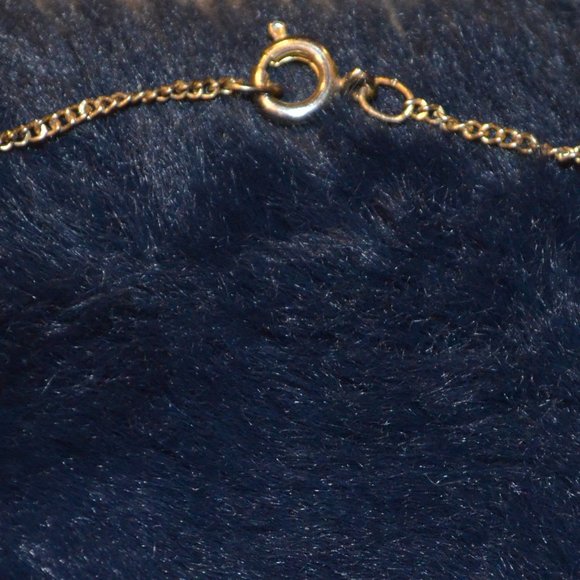 Vintage Blue Rose w/ Gold Heart Chained Necklace - Picture 3 of 5